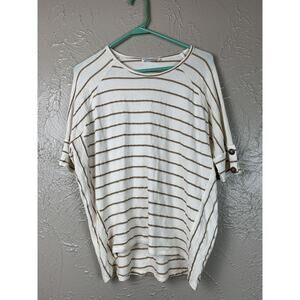 John Paul Richard Top Stretch Knit Short Sleeve Striped‎ Relaxed Fit Size Large